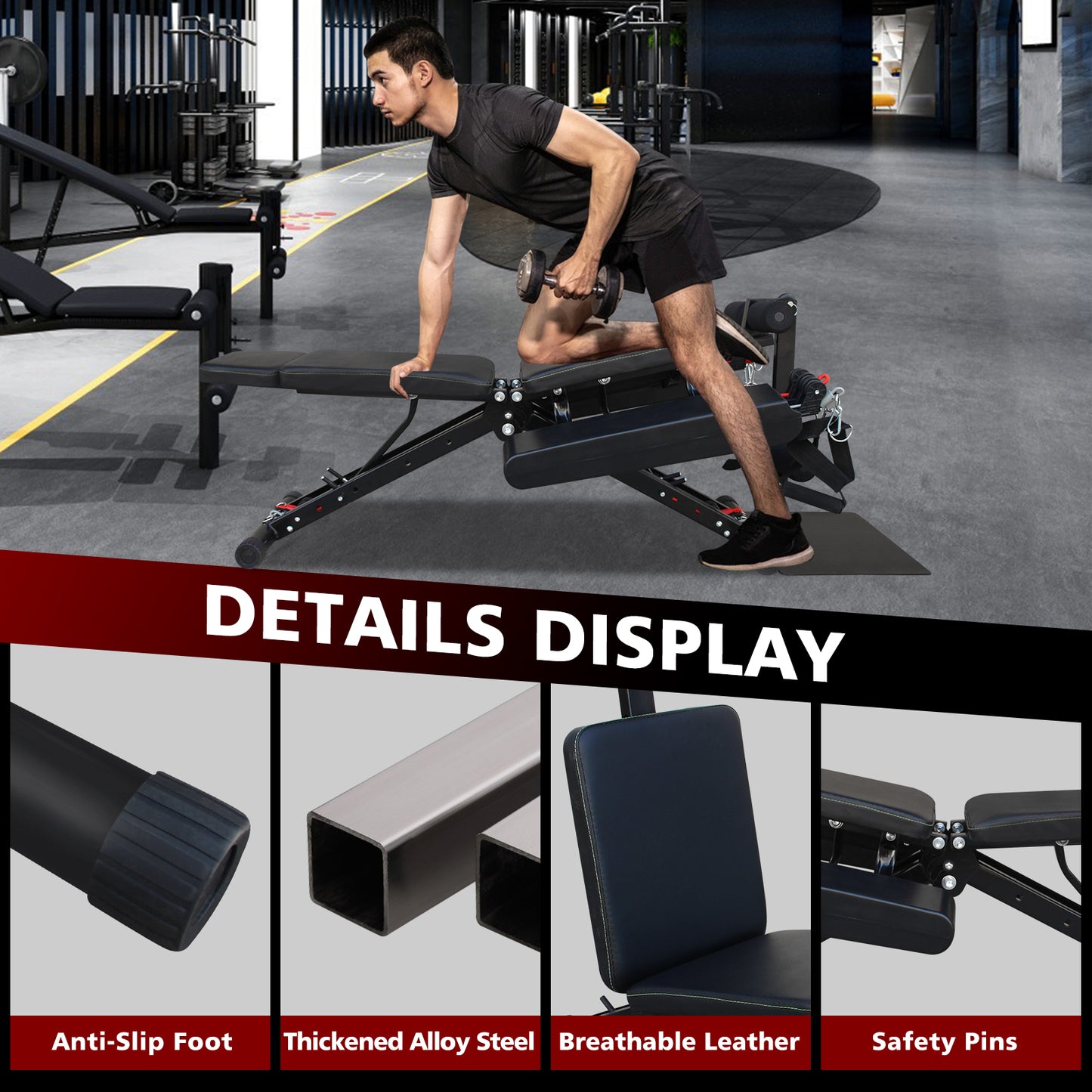 Training Bench For Full Body Workout, Weight Bench With Fast Folding For Home Gym
