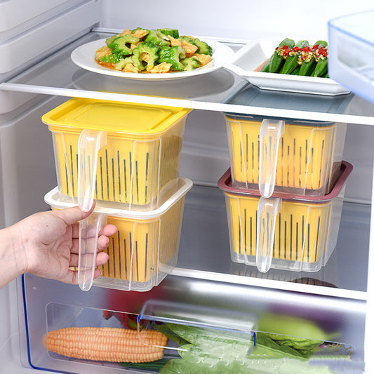 Refrigerator Double-layer Fruit And Vegetable Food Storage Container With Lid Drain,Food Storage
