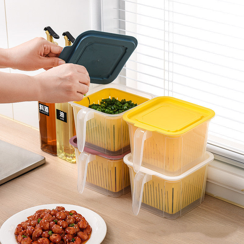 Refrigerator Double-layer Fruit And Vegetable Food Storage Container With Lid Drain,Food Storage