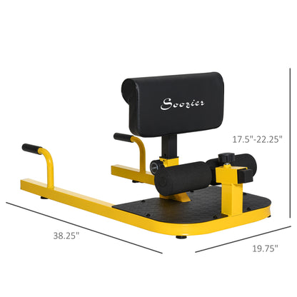 3-in-1 Padded Push Up Sit Up Deep Sissy Squat Machine Home Gym Fitness Equipment, Yellow