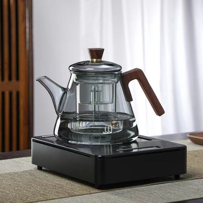 High Borosilicate Wooden Handle Cooking Pot Heat-resistant Glass