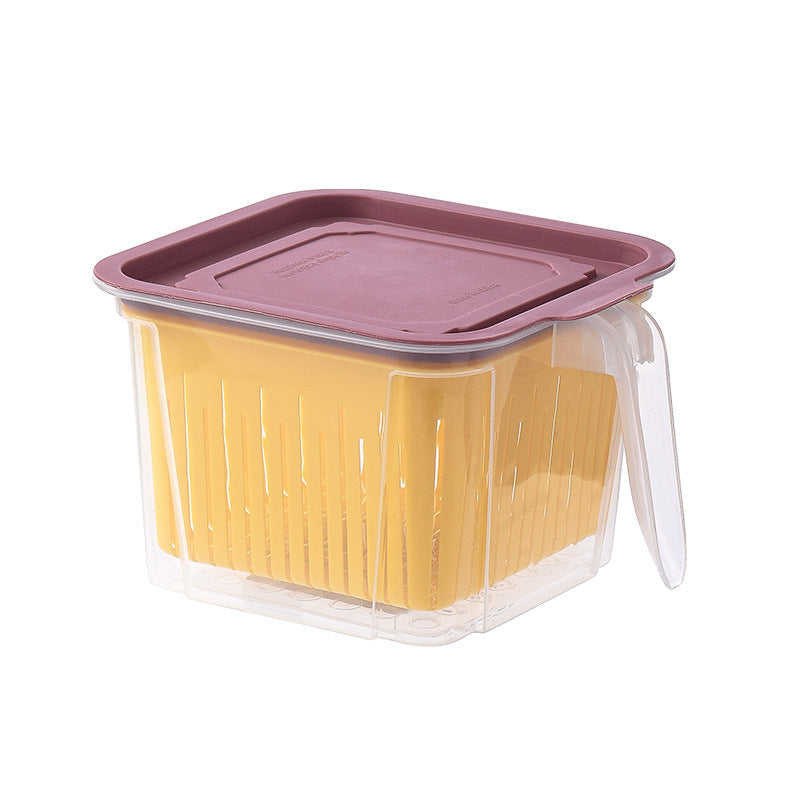 Refrigerator Double-layer Fruit And Vegetable Food Storage Container With Lid Drain,Food Storage