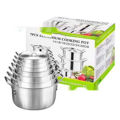 7-piece Kitchen Pot Set Aluminum Pot Suit