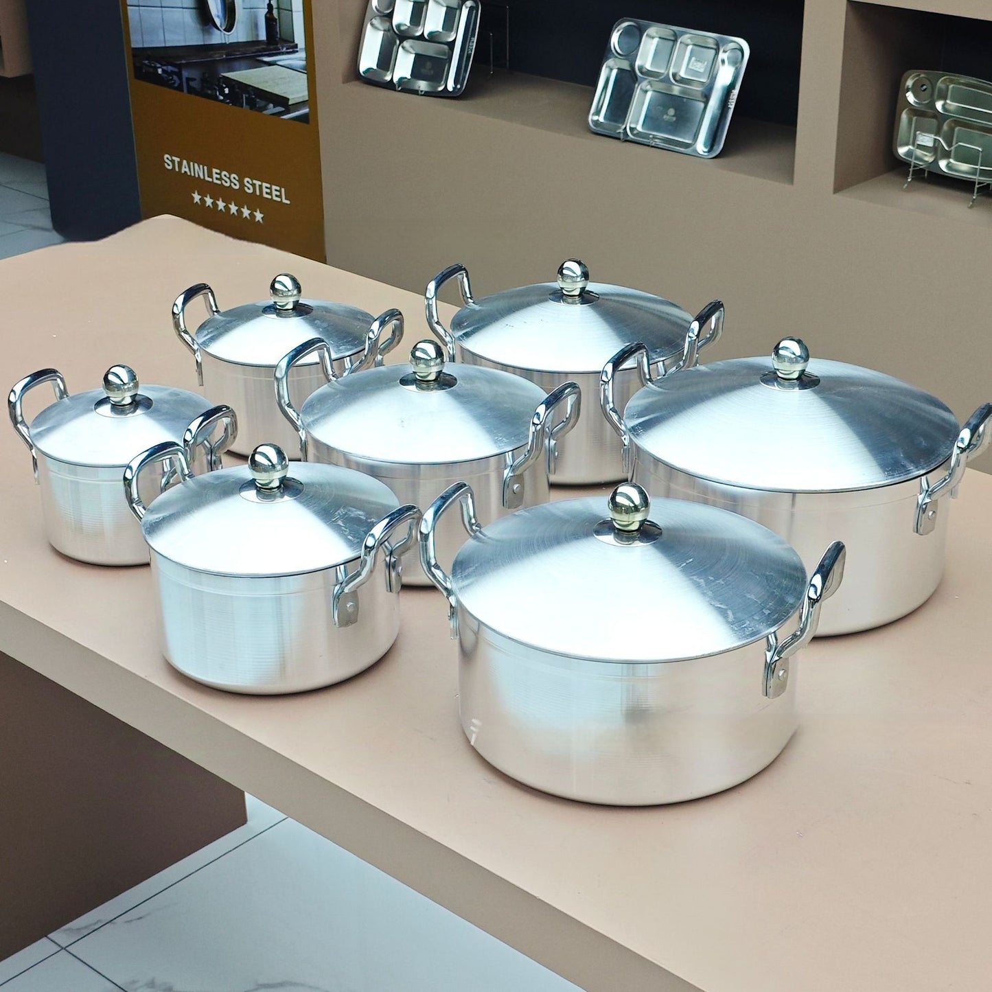 7-piece Kitchen Pot Set Aluminum Pot Suit