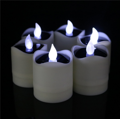 6pcs Solar Powered LED Candle Light Yellow Flicker Tea Lamp Festival Wedding Romantic Decor No Smoke, No flame