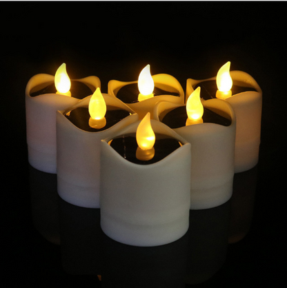 6pcs Solar Powered LED Candle Light Yellow Flicker Tea Lamp Festival Wedding Romantic Decor No Smoke, No flame