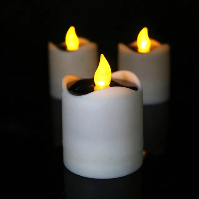 6pcs Solar Powered LED Candle Light Yellow Flicker Tea Lamp Festival Wedding Romantic Decor No Smoke, No flame