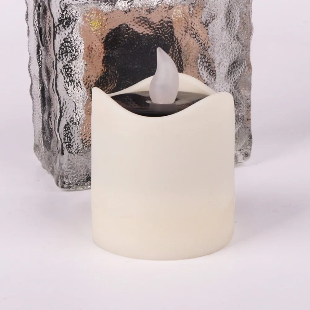 6pcs Solar Powered LED Candle Light Yellow Flicker Tea Lamp Festival Wedding Romantic Decor No Smoke, No flame