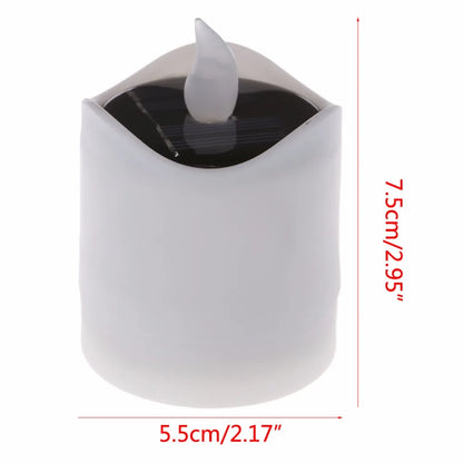 6pcs Solar Powered LED Candle Light Yellow Flicker Tea Lamp Festival Wedding Romantic Decor No Smoke, No flame
