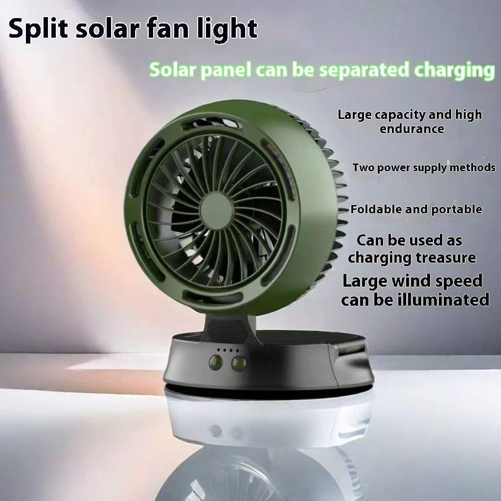 Solar Vertical Camping Fan Desk Mute Lighting Fan