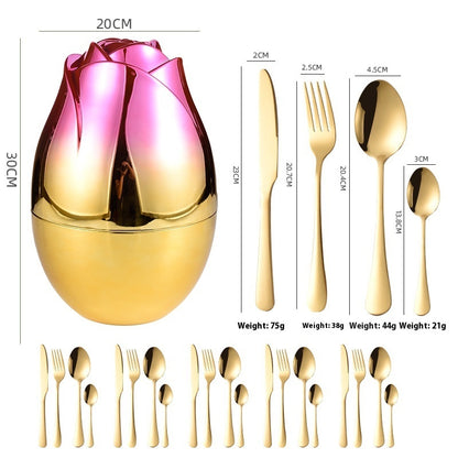 24 Pieces Stainless Steel Knife Fork And Spoon Western Dinner Set Ornaments