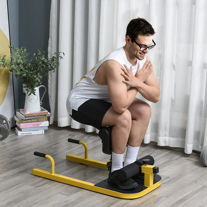 3-in-1 Padded Push Up Sit Up Deep Sissy Squat Machine Home Gym Fitness Equipment, Yellow