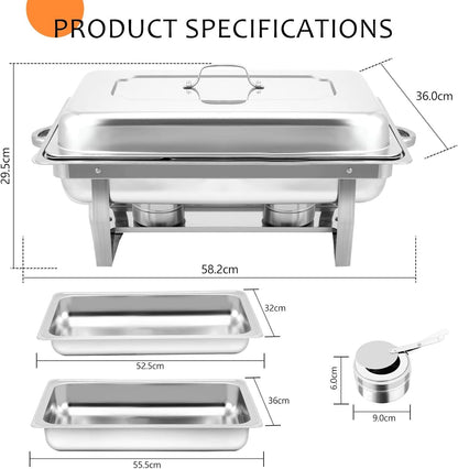 9L Stainless Steel Foldable Chafing Dish Single Buffet Food Warmer Catering